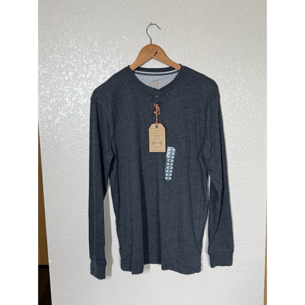 Weatherproof Vintage Long Sleeve Brushed Jersey Henley Shirt Medium